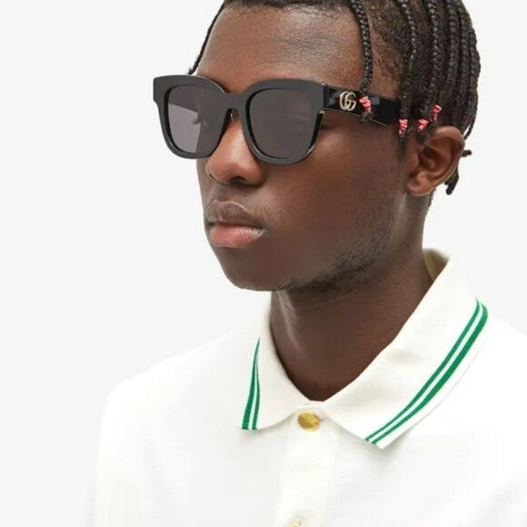 NEW Gucci GG0998S 001 Black Grey Square Unisex Sunglasses